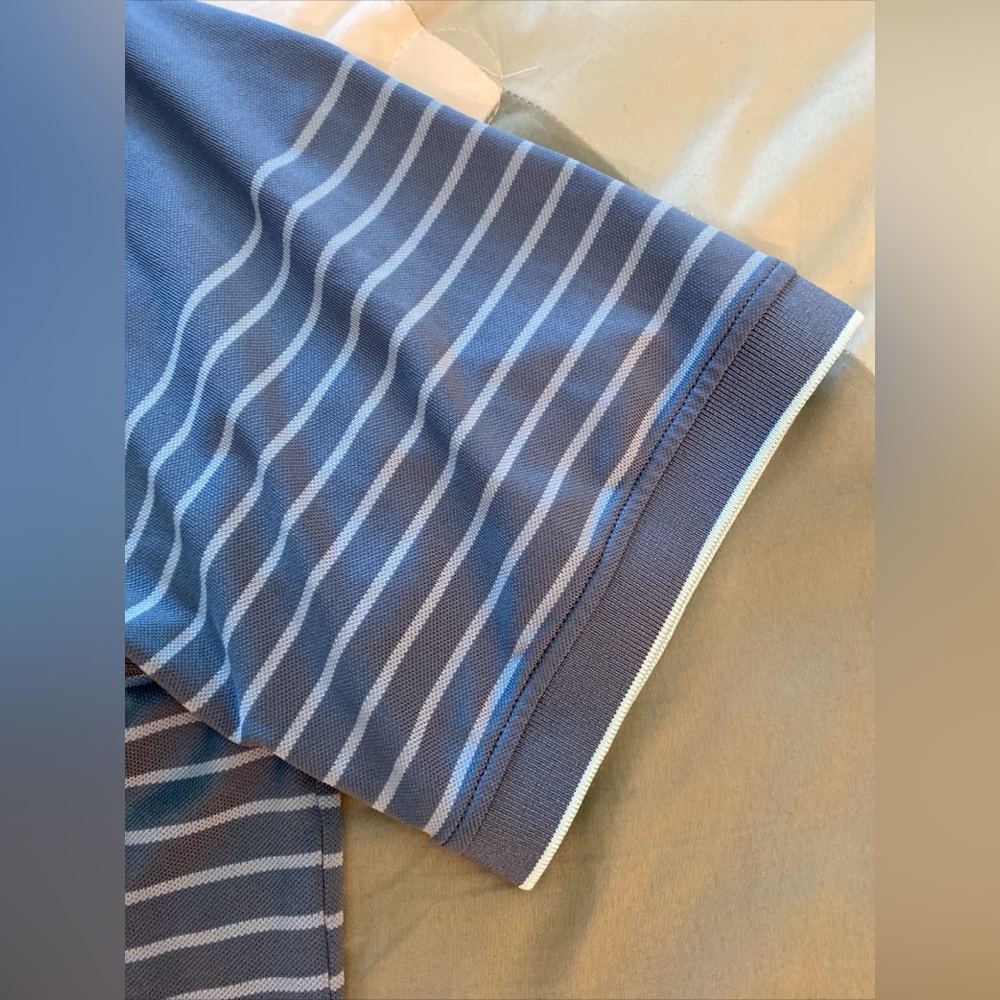 FootJoy Shirt Men Size XL Bluish Gray Striped Polo Stretch Performance Golf - Picture 6 of 7